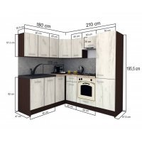 Bucatarie de Colt GENA NEW 7 ST. 180-210, Cu Corp de Cuptor, Wenge / Decor 7648